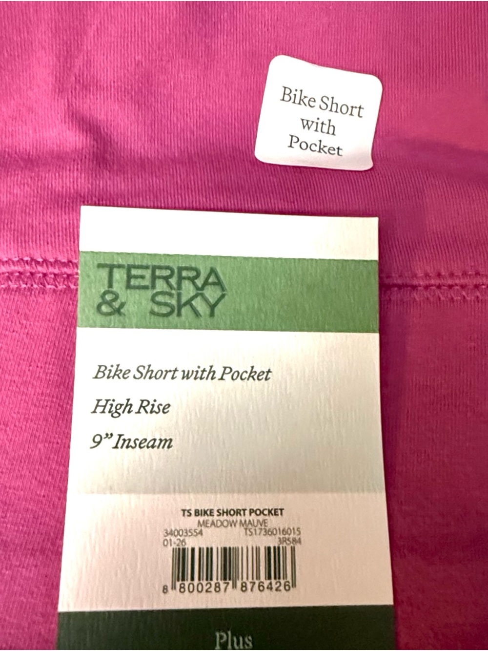 Terra & Sky Women’s Plus Size High-Rise Bike Shorts-Pink NWT! - Picture 8 of 8